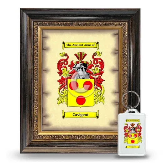 Cavigent Framed Coat of Arms and Keychain - Heirloom