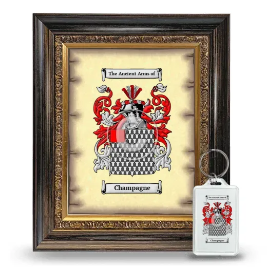 Champagne Framed Coat of Arms and Keychain - Heirloom