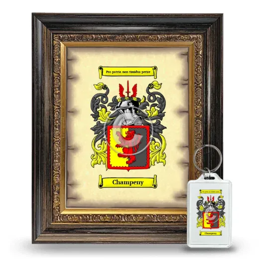 Champeny Framed Coat of Arms and Keychain - Heirloom