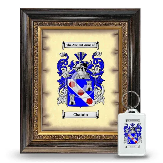 Chatain Framed Coat of Arms and Keychain - Heirloom