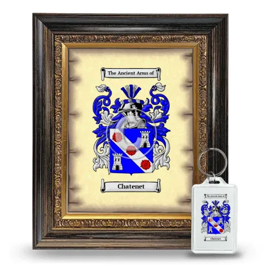 Chatenet Framed Coat of Arms and Keychain - Heirloom