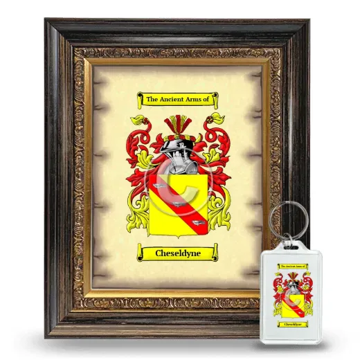 Cheseldyne Framed Coat of Arms and Keychain - Heirloom
