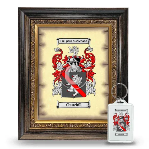 Churchill Framed Coat of Arms and Keychain - Heirloom