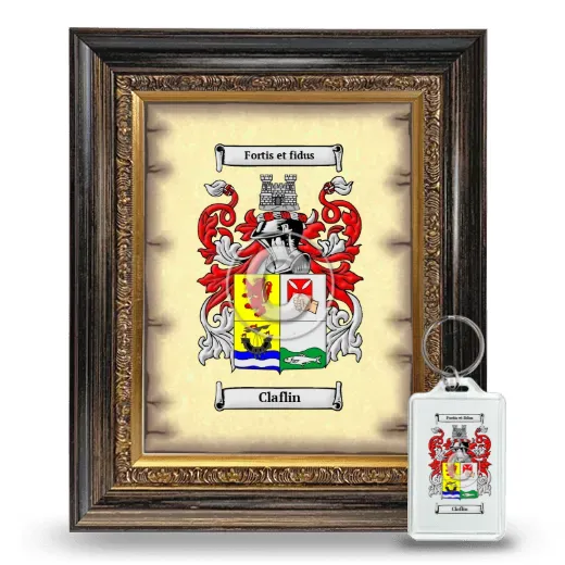 Claflin Framed Coat of Arms and Keychain - Heirloom
