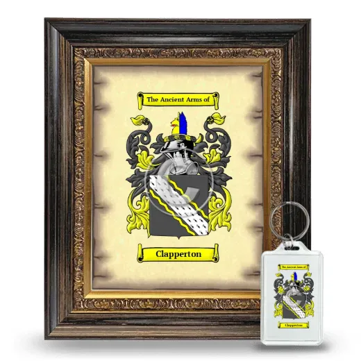 Clapperton Framed Coat of Arms and Keychain - Heirloom