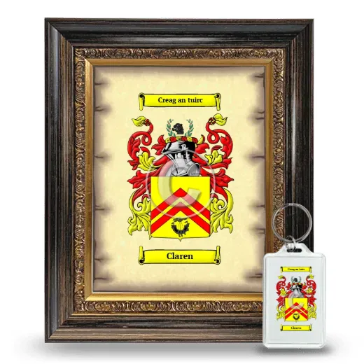 Claren Framed Coat of Arms and Keychain - Heirloom