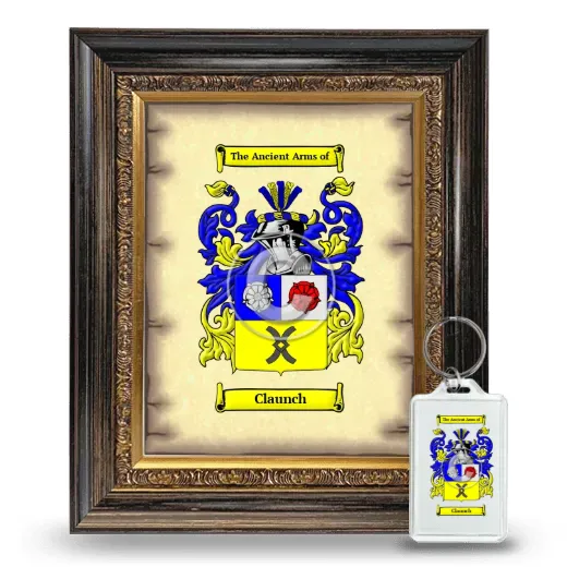 Claunch Framed Coat of Arms and Keychain - Heirloom