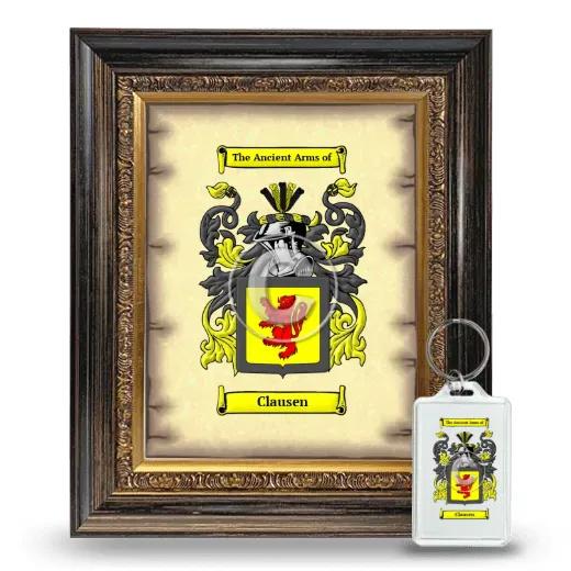 Clausen Framed Coat of Arms and Keychain - Heirloom