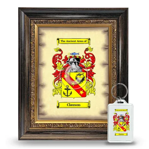 Clauson Framed Coat of Arms and Keychain - Heirloom