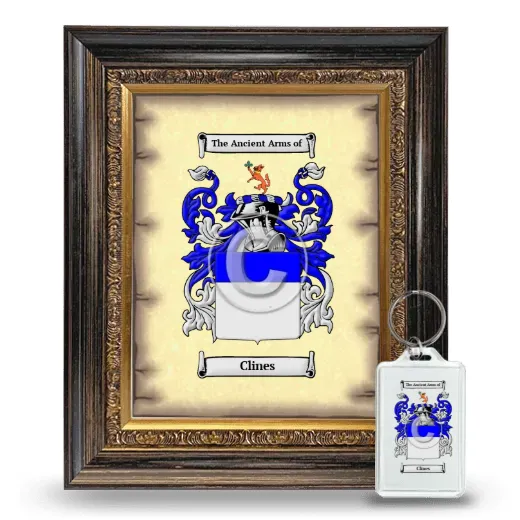 Clines Framed Coat of Arms and Keychain - Heirloom
