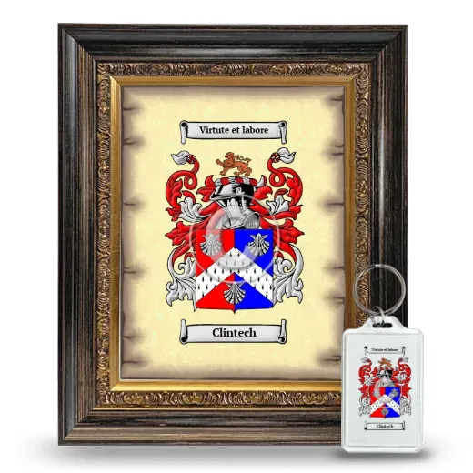Clintech Framed Coat of Arms and Keychain - Heirloom