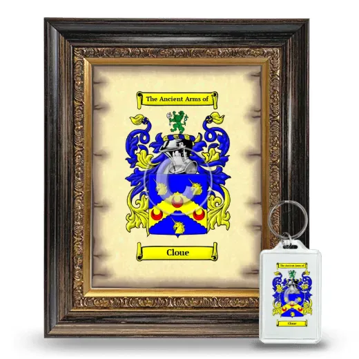 Cloue Framed Coat of Arms and Keychain - Heirloom