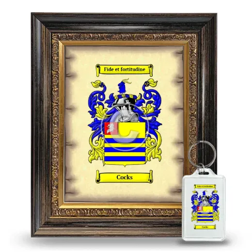 Cocks Framed Coat of Arms and Keychain - Heirloom
