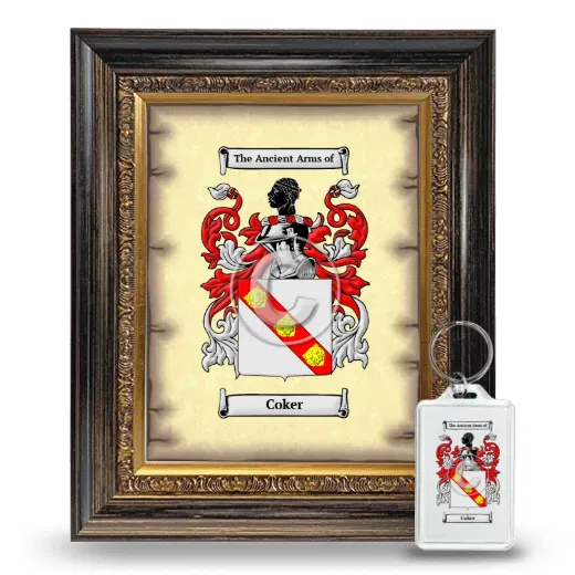Coker Framed Coat of Arms and Keychain - Heirloom