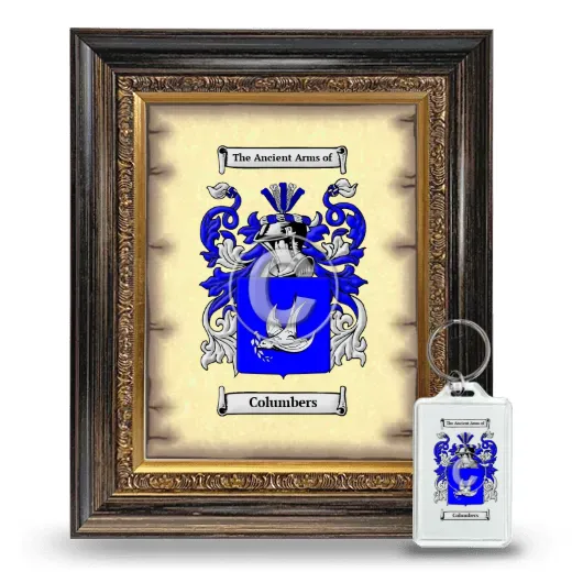 Columbers Framed Coat of Arms and Keychain - Heirloom