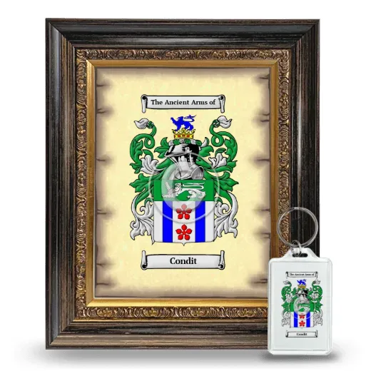 Condit Framed Coat of Arms and Keychain - Heirloom