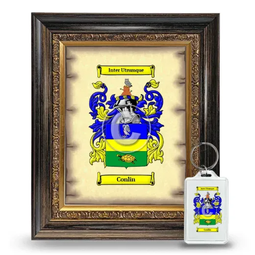 Conlin Framed Coat of Arms and Keychain - Heirloom