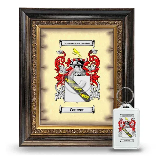 Courzon Framed Coat of Arms and Keychain - Heirloom