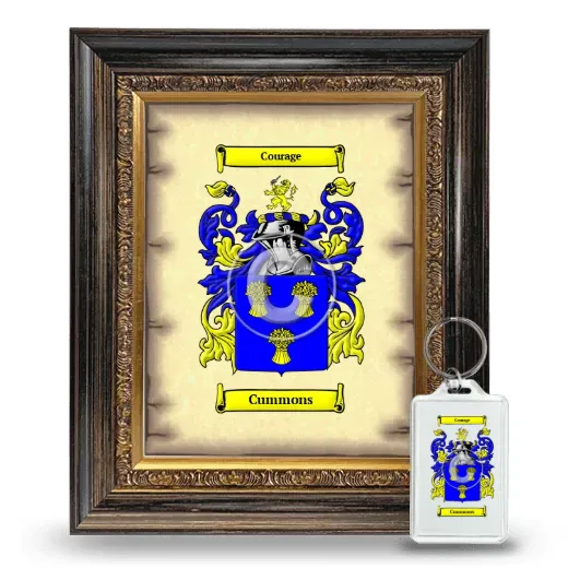 Cummons Framed Coat of Arms and Keychain - Heirloom