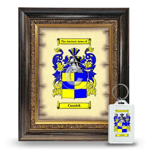 Cussick Framed Coat of Arms and Keychain - Heirloom