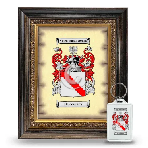 De coursey Framed Coat of Arms and Keychain - Heirloom