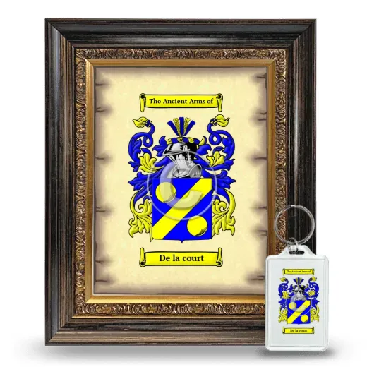 De la court Framed Coat of Arms and Keychain - Heirloom
