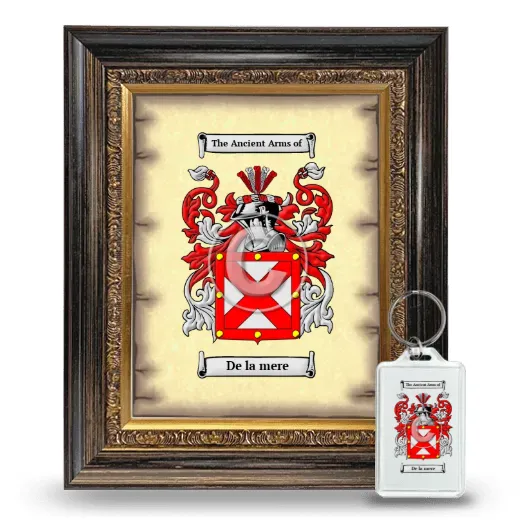 De la mere Framed Coat of Arms and Keychain - Heirloom