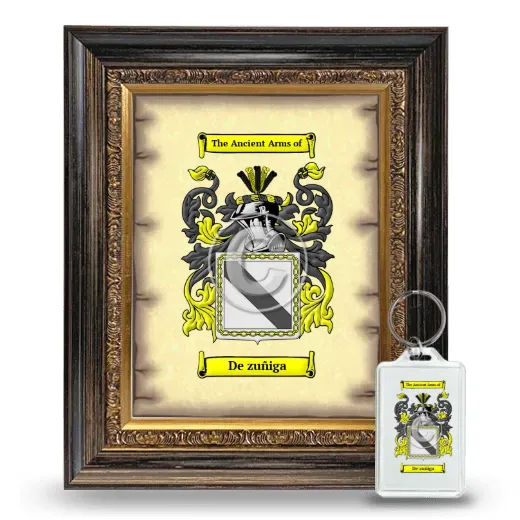 De zuñiga Framed Coat of Arms and Keychain - Heirloom