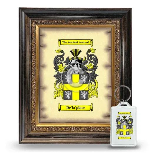 De'la'place Framed Coat of Arms and Keychain - Heirloom