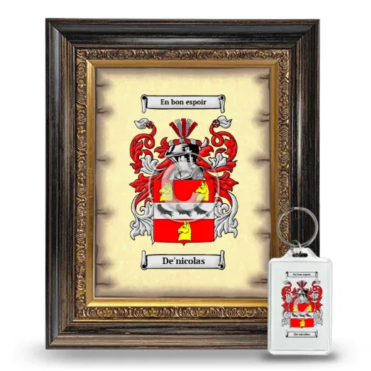 De'nicolas Framed Coat of Arms and Keychain - Heirloom