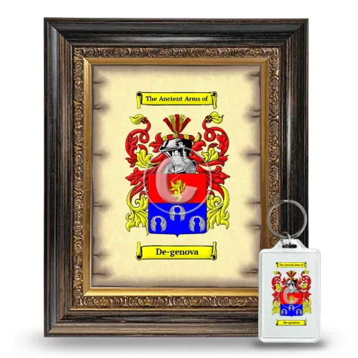 De-genova Framed Coat of Arms and Keychain - Heirloom