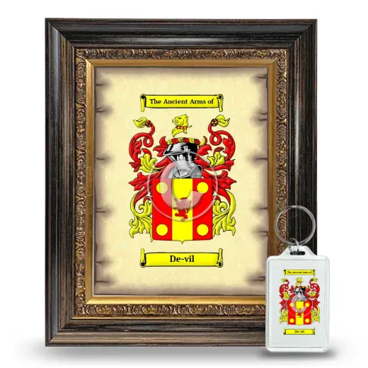 De-vil Framed Coat of Arms and Keychain - Heirloom