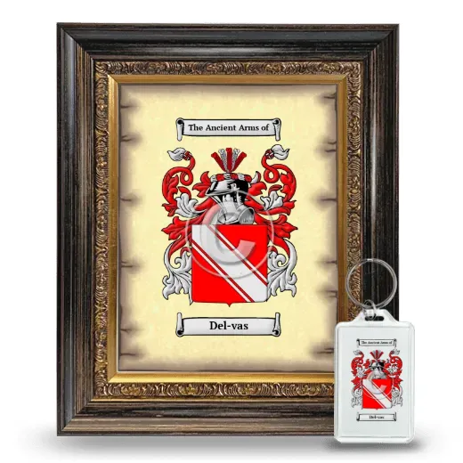 Del-vas Framed Coat of Arms and Keychain - Heirloom
