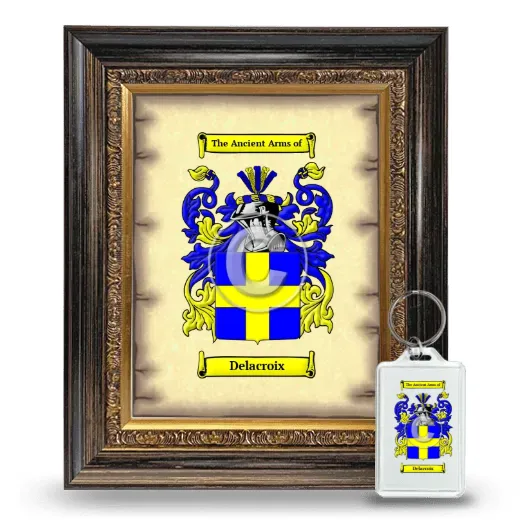 Delacroix Framed Coat of Arms and Keychain - Heirloom