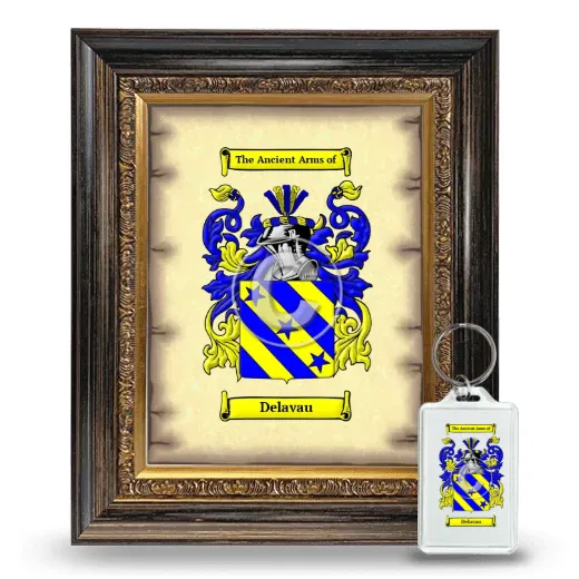 Delavau Framed Coat of Arms and Keychain - Heirloom