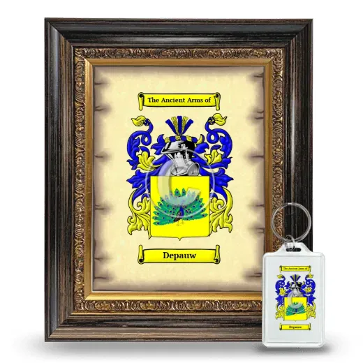 Depauw Framed Coat of Arms and Keychain - Heirloom