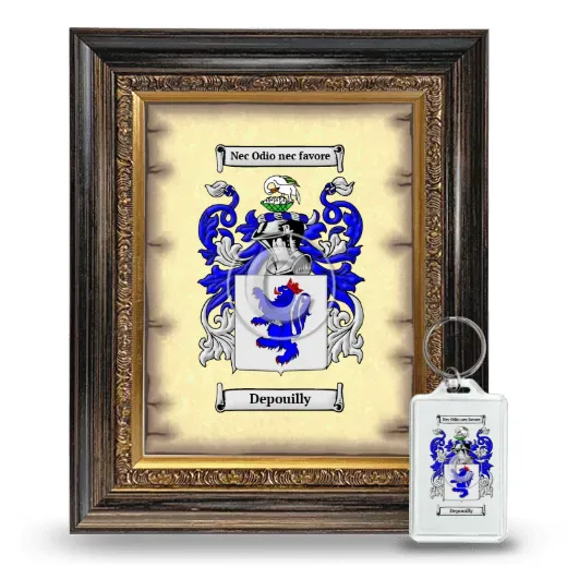 Depouilly Framed Coat of Arms and Keychain - Heirloom