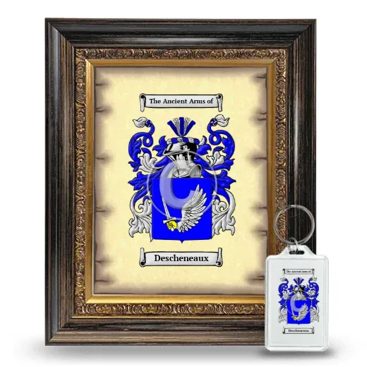 Descheneaux Framed Coat of Arms and Keychain - Heirloom