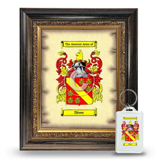 Diver Framed Coat of Arms and Keychain - Heirloom