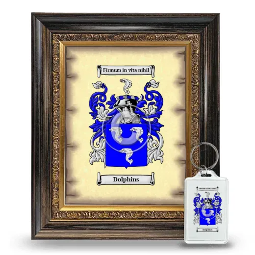 Dolphins Framed Coat of Arms and Keychain - Heirloom