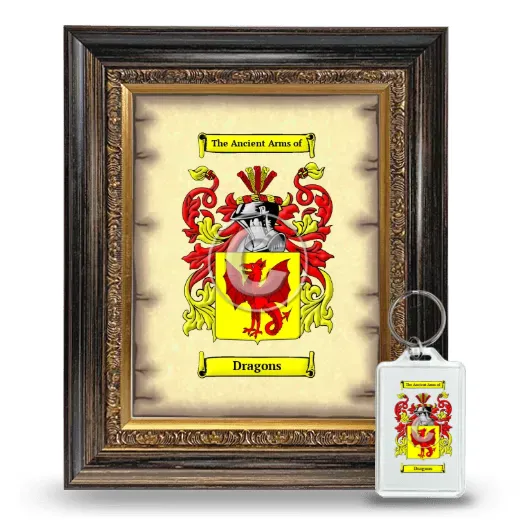 Dragons Framed Coat of Arms and Keychain - Heirloom