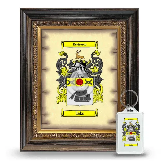 Eaks Framed Coat of Arms and Keychain - Heirloom