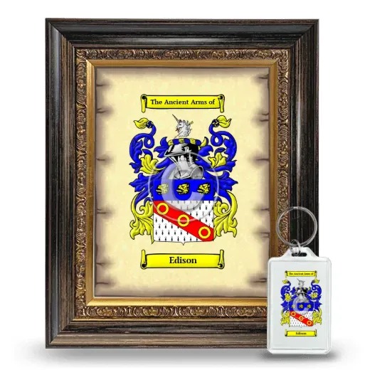 Edison Framed Coat of Arms and Keychain - Heirloom