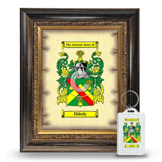 Elderly Framed Coat of Arms and Keychain - Heirloom