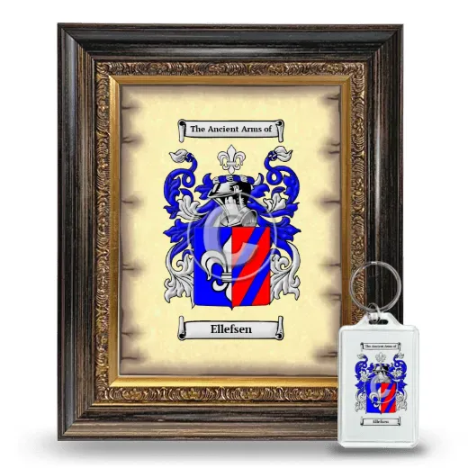Ellefsen Framed Coat of Arms and Keychain - Heirloom