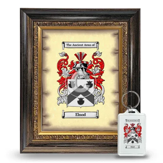 Elnod Framed Coat of Arms and Keychain - Heirloom