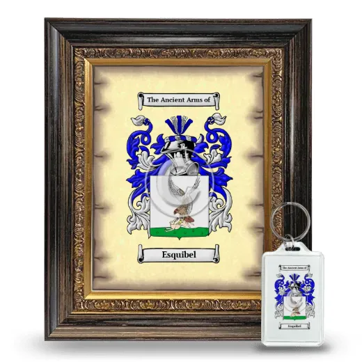 Esquibel Framed Coat of Arms and Keychain - Heirloom