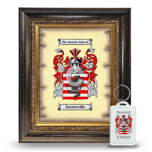 Estotteville Framed Coat of Arms and Keychain - Heirloom