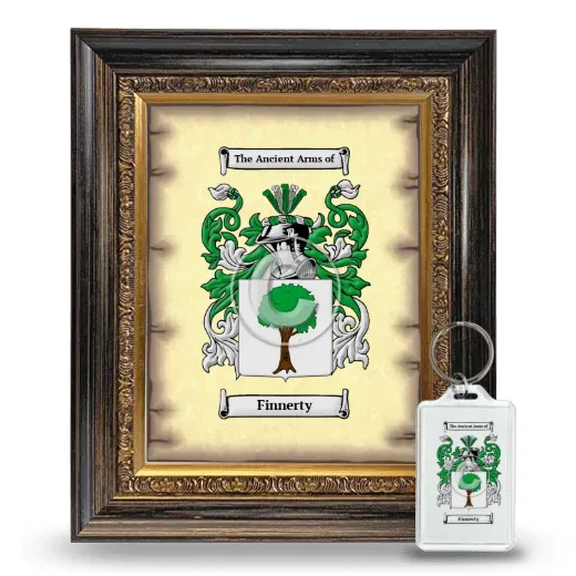 Finnerty Framed Coat of Arms and Keychain - Heirloom
