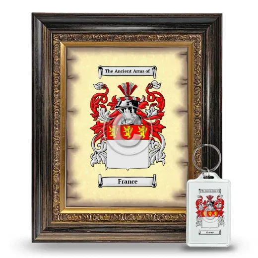 France Framed Coat of Arms and Keychain - Heirloom